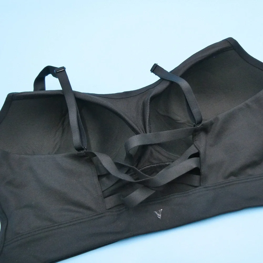 Victoria's Secret Sports Bra Womens 38D On Point Black Strappy Back‎ Polyester
